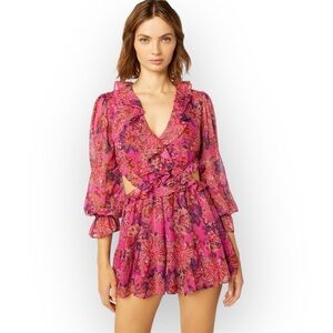 NWT Misa Los Angeles | Azalea Cutout Romper Boho Floral Print With Metal…